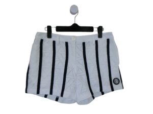 and per se(アンパスィ) ショートパンツ レース 白紺ストライプ レディース L